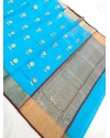 Handloom Kora silk Saree-Sky Blue